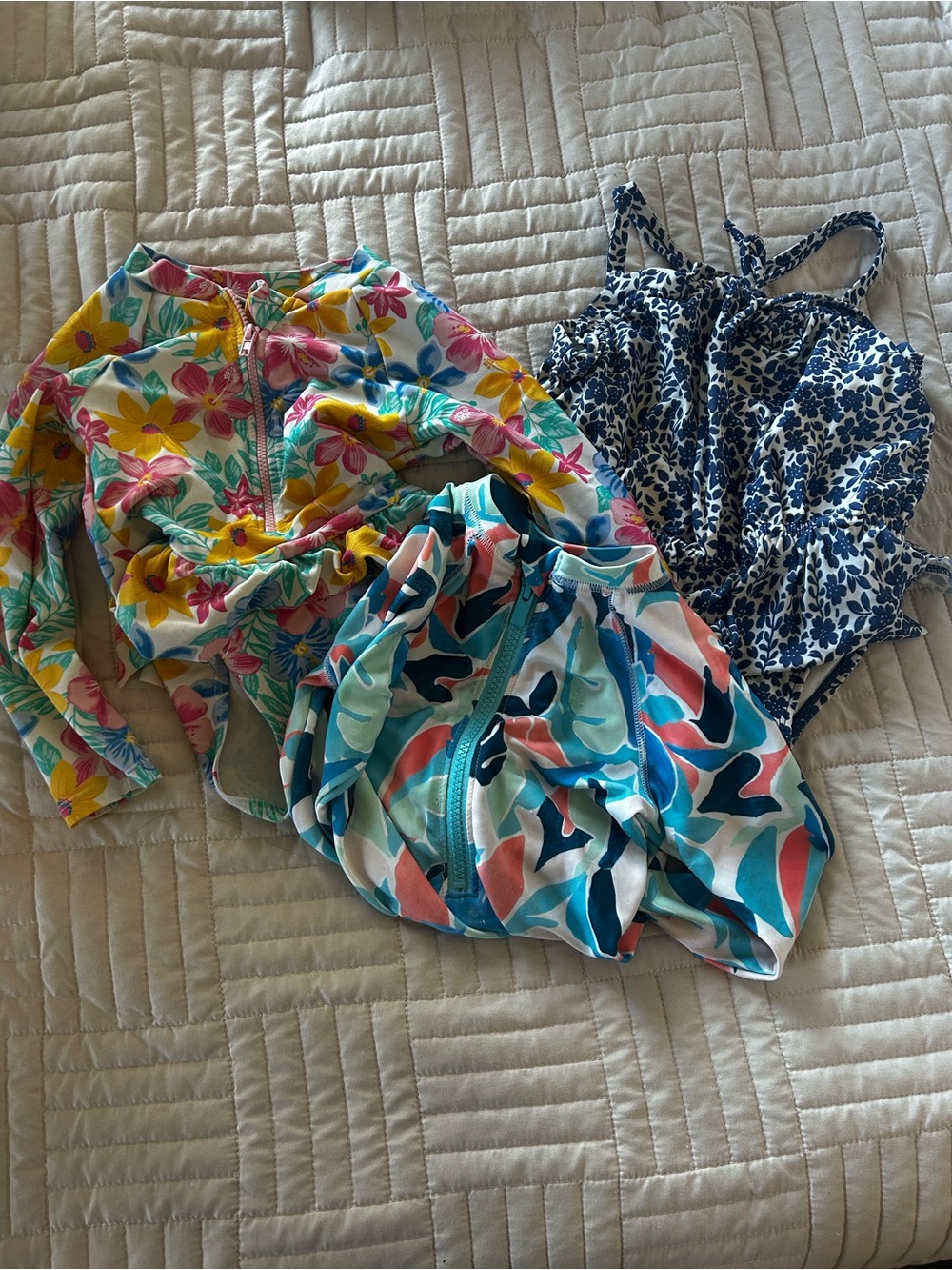 Girls Floral & Print One-Piece Swim Bundle 2-3 years old